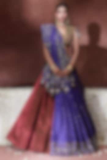 Maroon Gajji Embroidered Wedding Lehenga Set by Payal & Zinal at Pernia's Pop Up Shop