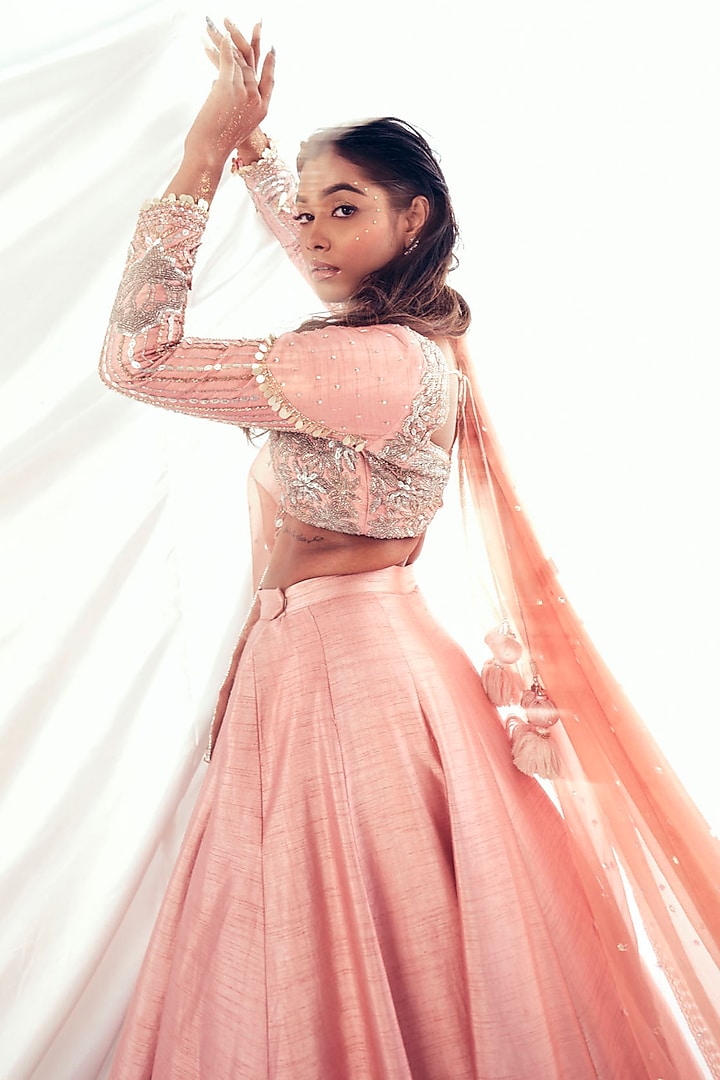 Lilac Gajji Silk Embroidered Bridal Lehenga Set by Payal & Zinal at Pernia's Pop Up Shop