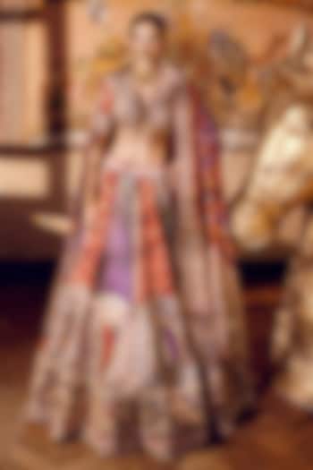 Multi-Colored Frizzy Twill Cutdana Embroidered Bridal Lehenga Set by Payal & Zinal at Pernia's Pop Up Shop
