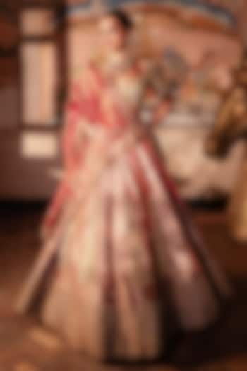 Rani Pink Tissue Silk Sequins Embroidered Bridal Lehenga Set by Payal & Zinal at Pernia's Pop Up Shop