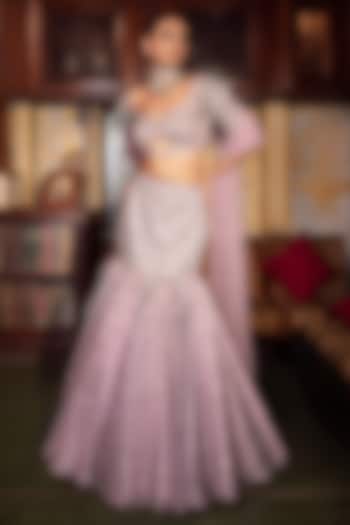 Lilac Imported Shimmer Sequins Embroidered Bridal Lehenga Set by Payal & Zinal at Pernia's Pop Up Shop