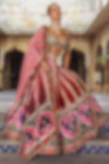 Multi-Colored Habutai Silk Motif Printed Bridal Lehenga Set by Payal & Zinal at Pernia's Pop Up Shop