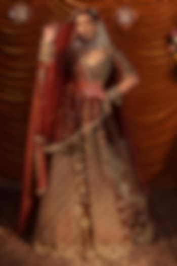 Brown Gajji Hand Embroidered Bridal Lehenga Set by Payal & Zinal at Pernia's Pop Up Shop