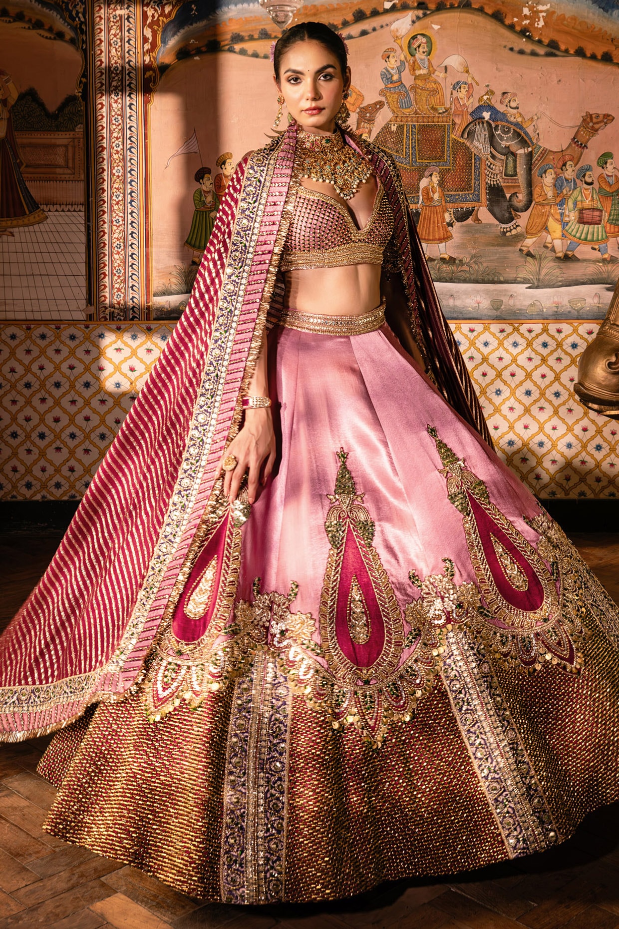 Payal & Zinal Pink Gajji Silk Beads Embroidered Lehenga Set