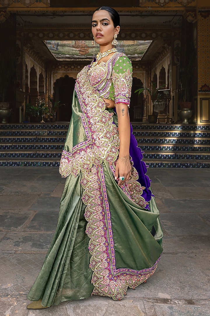 Fern Green Gajji Silk Sequins Embroidered Wedding Lehenga Set by Payal & Zinal at Pernia's Pop Up Shop