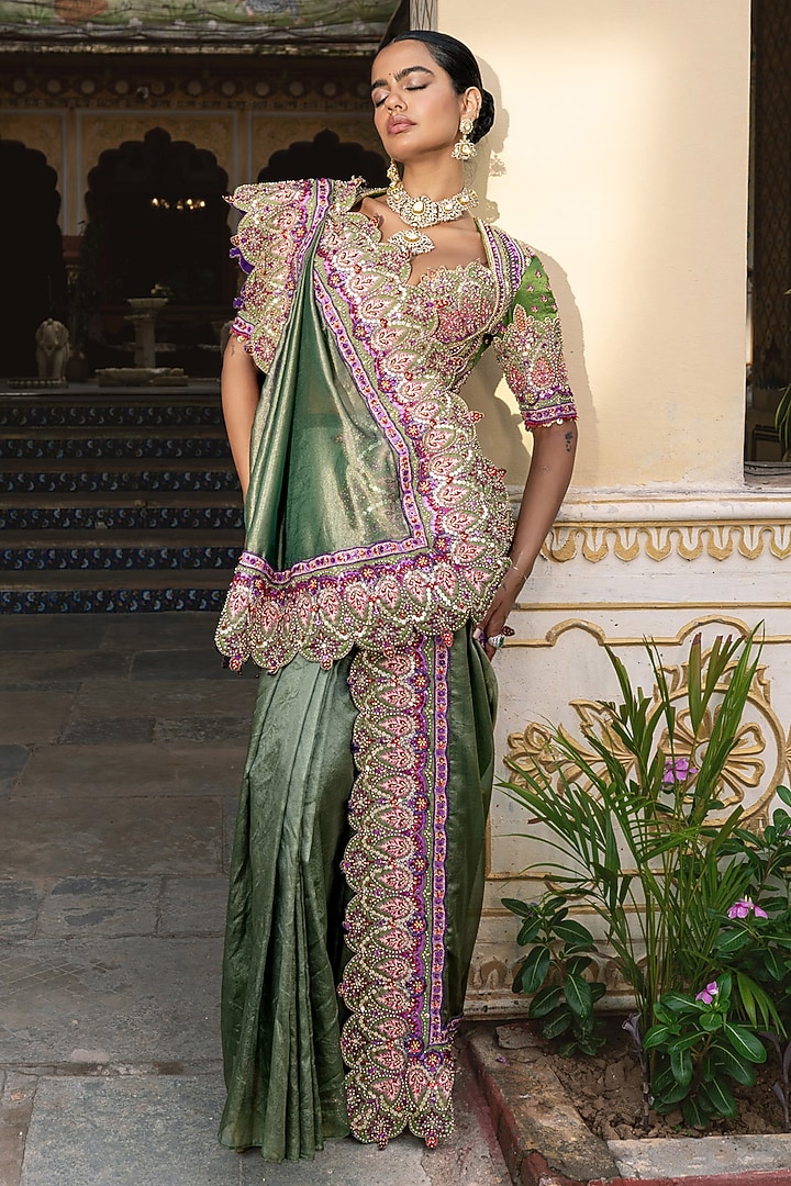 Fern Green Gajji Silk Sequins Embroidered Wedding Lehenga Set by Payal & Zinal at Pernia's Pop Up Shop