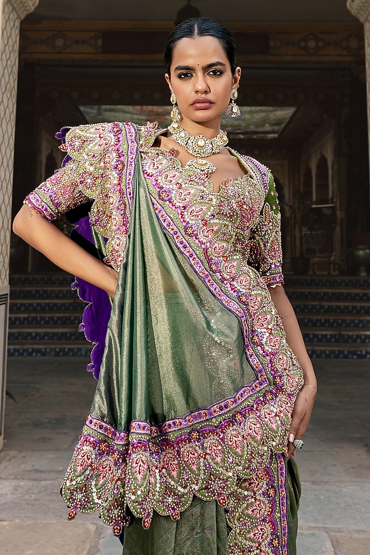 Fern Green Gajji Silk Sequins Embroidered Wedding Lehenga Set by Payal & Zinal at Pernia's Pop Up Shop