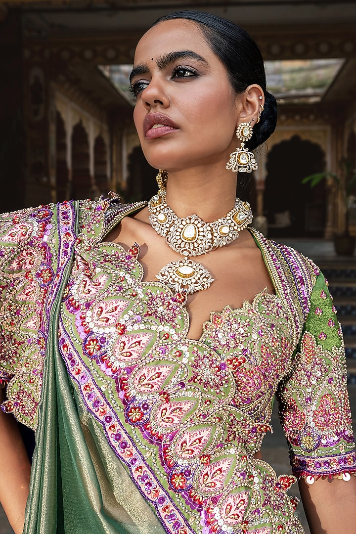 Fern Green Gajji Silk Sequins Embroidered Wedding Lehenga Set by Payal & Zinal at Pernia's Pop Up Shop