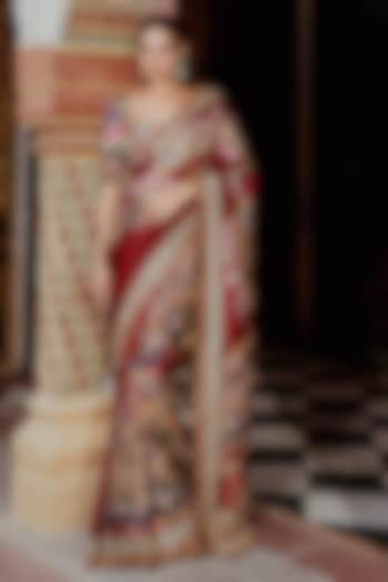 Multi-Colored Velvet Sequins Embroidered Reception Saree Set by Payal & Zinal at Pernia's Pop Up Shop