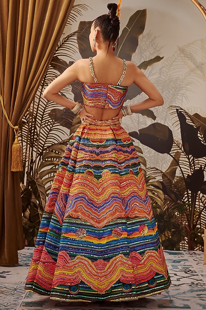 Multi-Colored Printed Lehega Set by Payal & Zinal at Pernia's Pop Up Shop