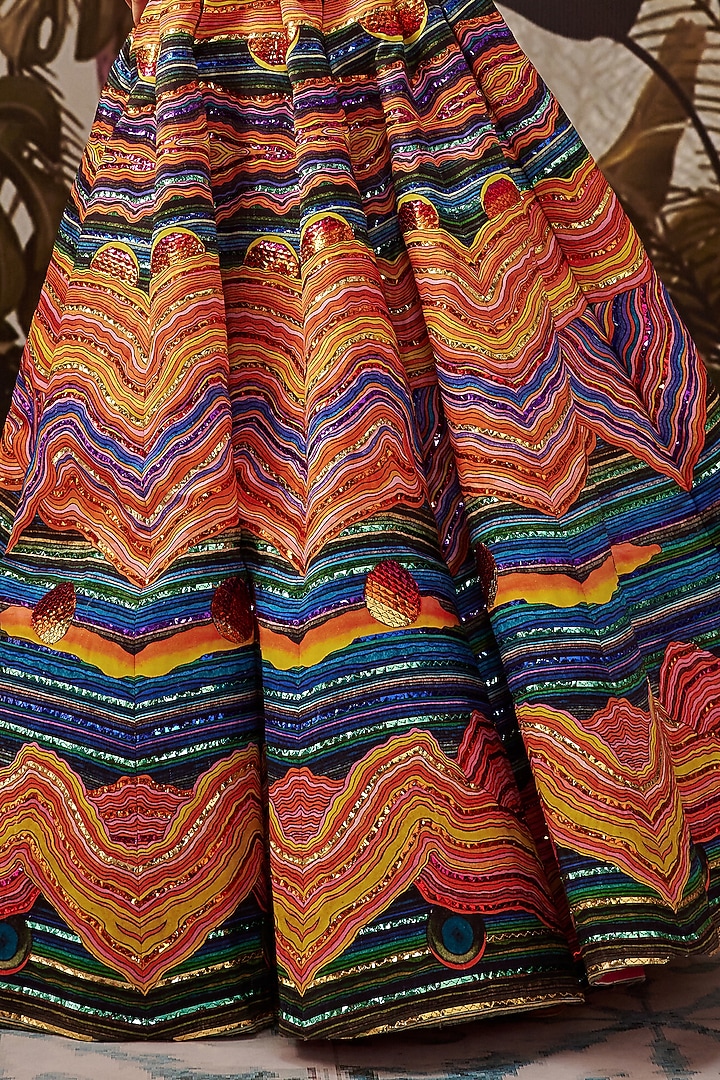 Multi-Colored Printed Lehega Set by Payal & Zinal at Pernia's Pop Up Shop