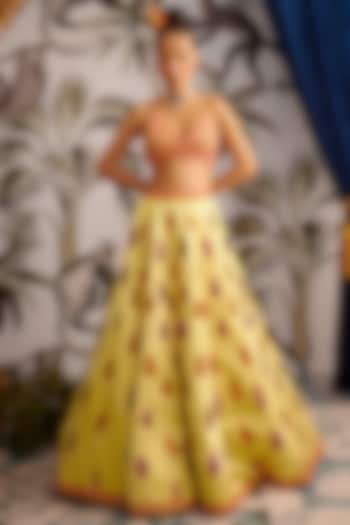 Yellow Hand Embroidered Wedding Lehenga Set by Payal Zinal at Pernia's Pop Up Shop