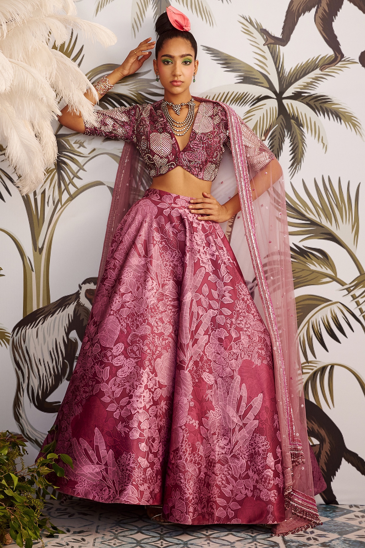 Wine And Pink Heavy Designer Work Wedding/Festive Special Lehenga Choli -  Indian Heavy Anarkali Lehenga Gowns Sharara Sarees Pakistani Dresses in  USA/UK/Canada/UAE - IndiaBoulevard