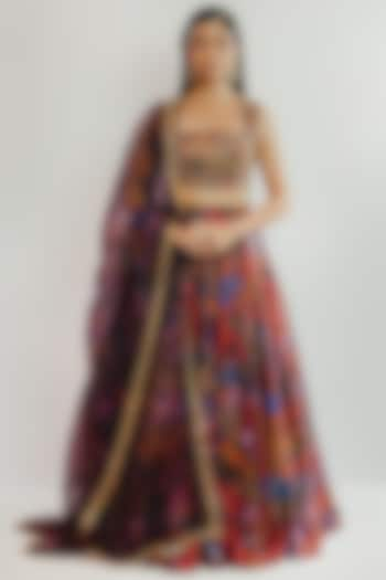 Brown Printed Wedding Lehenga Set by Payal Zinal at Pernia's Pop Up Shop