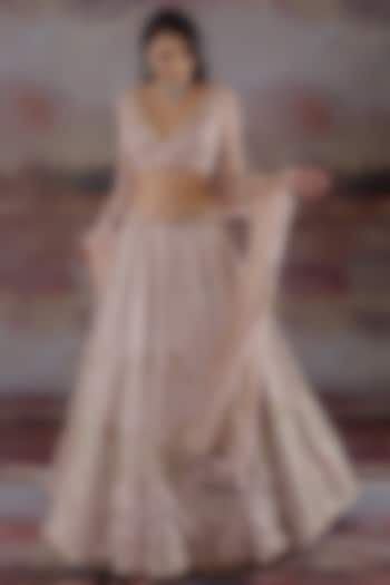 Dusty Pink Embroidered Bridal Lehenga Set by Payal Zinal at Pernia's Pop Up Shop