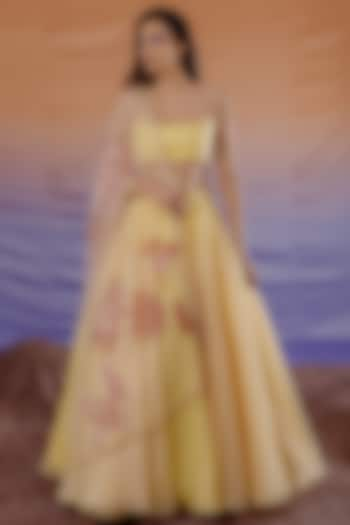 Yellow Organza Lehenga Set by Payal Zinal