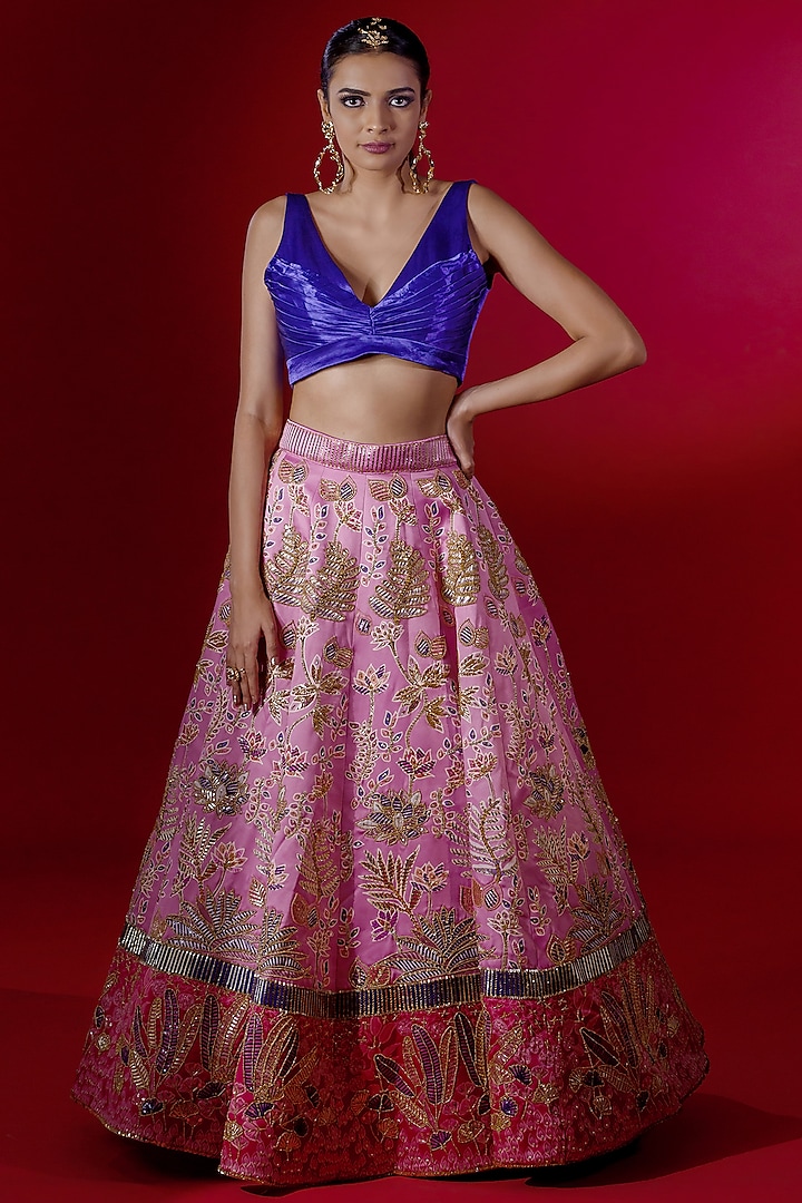Blush Pink Embroidered Skirt Set by Payal Zinal