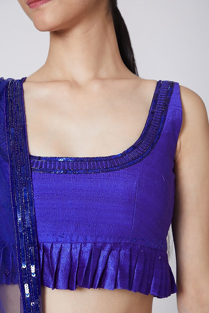 Cobalt Blue Embroidered Wedding Lehenga Set by Payal & Zinal at Pernia's Pop Up Shop