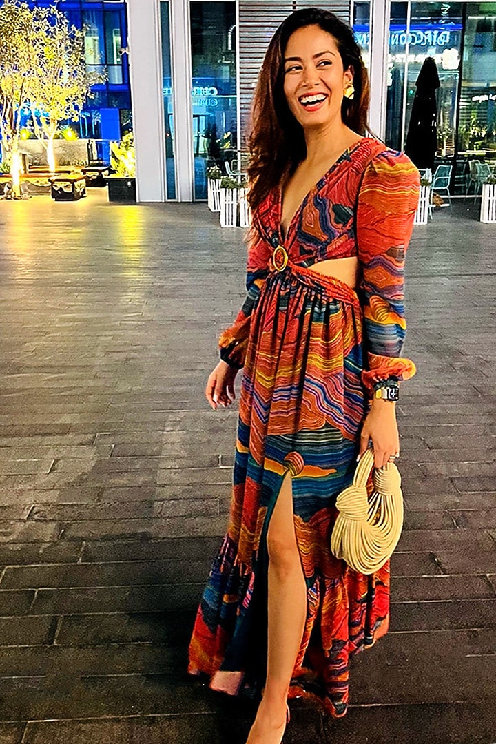 Multi-Colored Printed Maxi Vacation Dress by Payal & Zinal at Pernia's Pop Up Shop