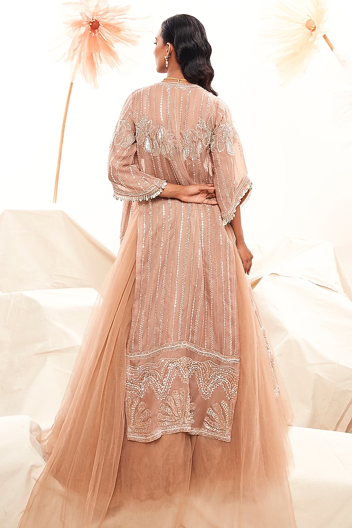 Nude Blush Pink Tulle Wedding Lehenga Set by Payal & Zinal at Pernia's Pop Up Shop
