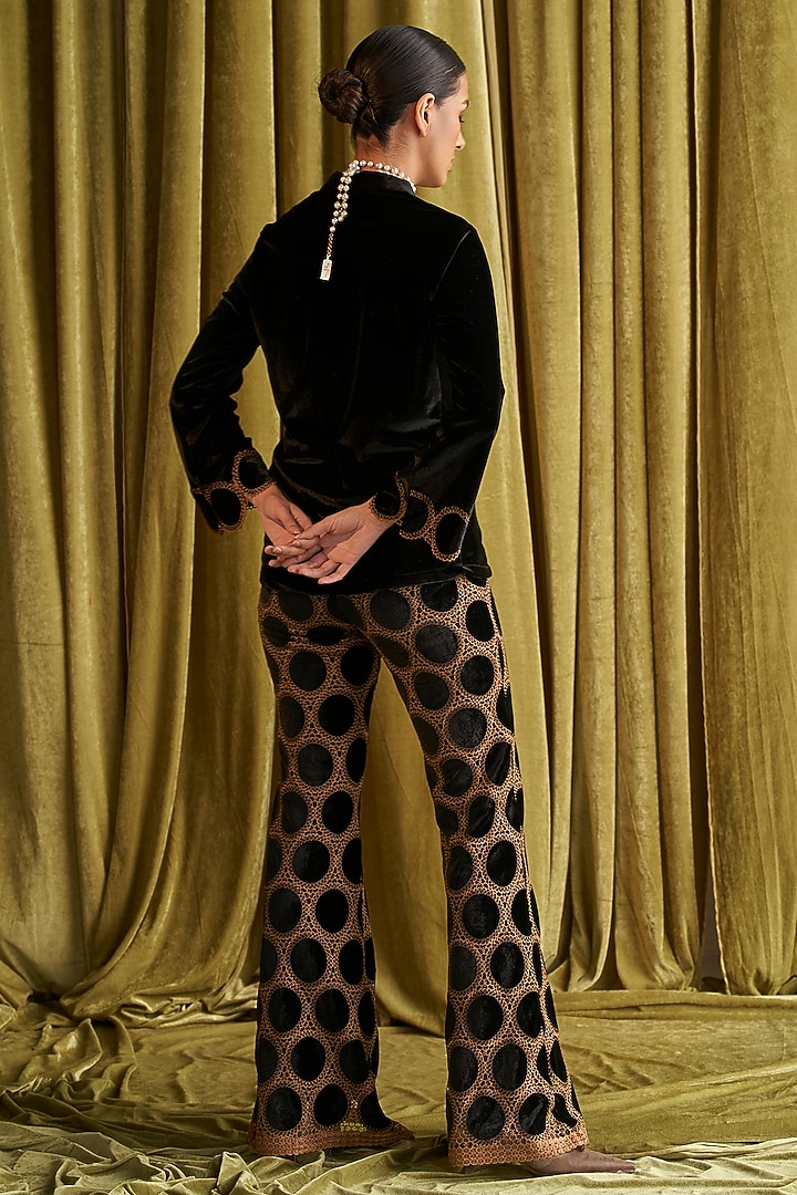 Black Velvet Embroidered Co-Ord Set by QALA CLOTHING at Pernia's Pop Up Shop