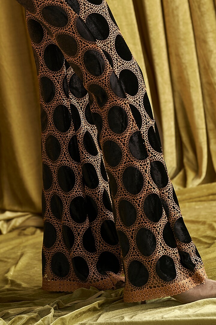 Black Velvet Embroidered Co-Ord Set by QALA CLOTHING at Pernia's Pop Up Shop