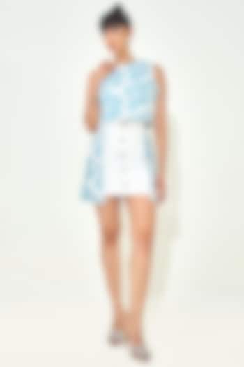 Light Blue Denim Cutwork Embroidered Co-Ord Set by QALA CLOTHING at Pernia's Pop Up Shop