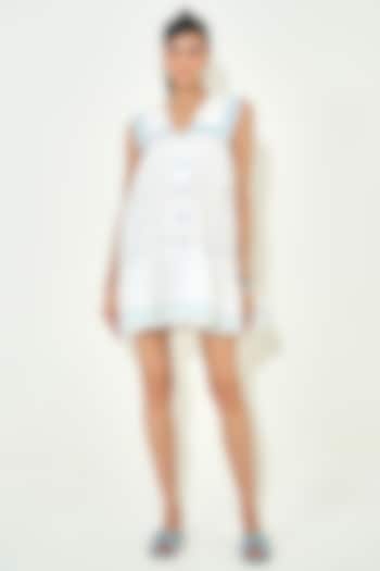 White Cotton Cutwork Embroidered Summer Dress by QALA CLOTHING at Pernia's Pop Up Shop