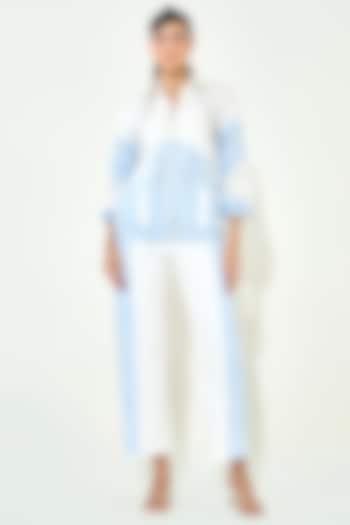 Blue Denim Embroidered Co-Ord Set by QALA CLOTHING at Pernia's Pop Up Shop