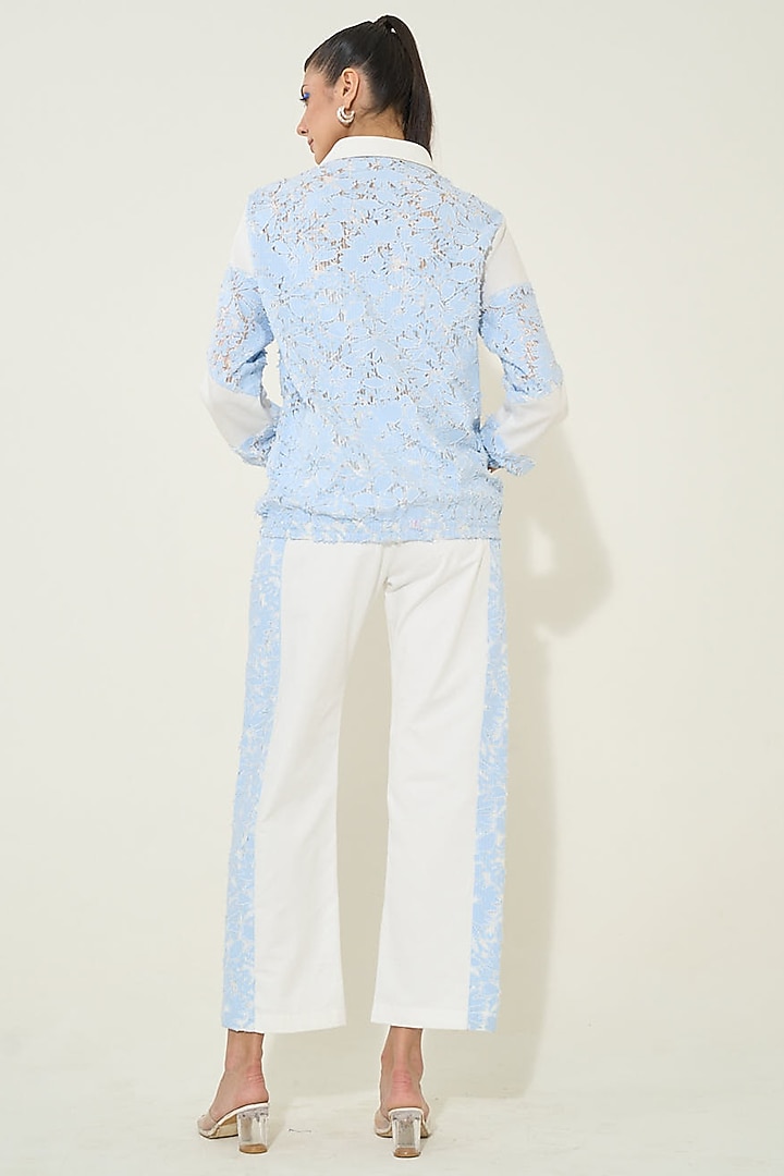 Blue Denim Embroidered Co-Ord Set by QALA CLOTHING at Pernia's Pop Up Shop