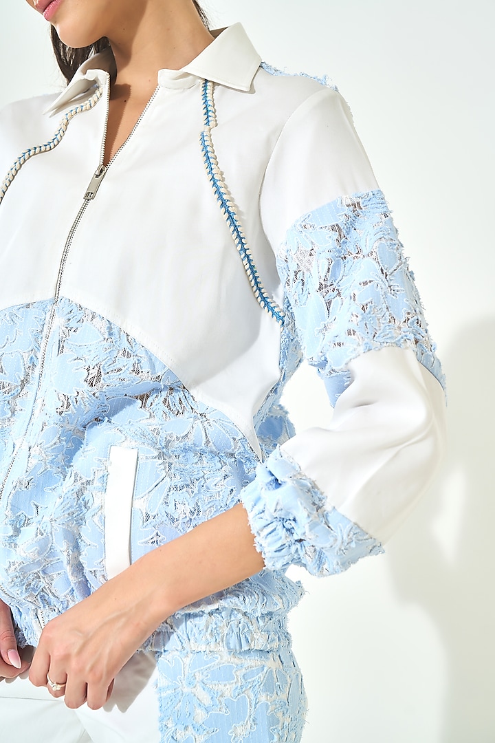 Blue Denim Embroidered Co-Ord Set by QALA CLOTHING at Pernia's Pop Up Shop