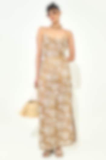 Beige Knit Maxi Summer Dress by QALA CLOTHING at Pernia's Pop Up Shop