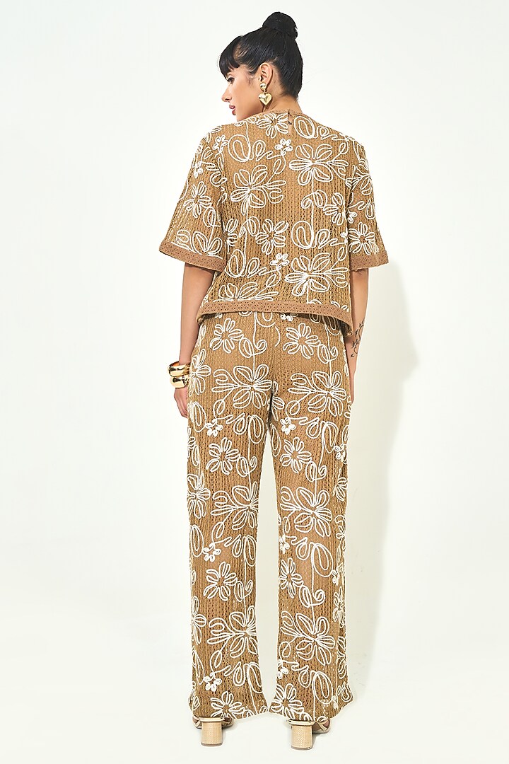 Beige Knit Co-Ord Set by QALA CLOTHING at Pernia's Pop Up Shop