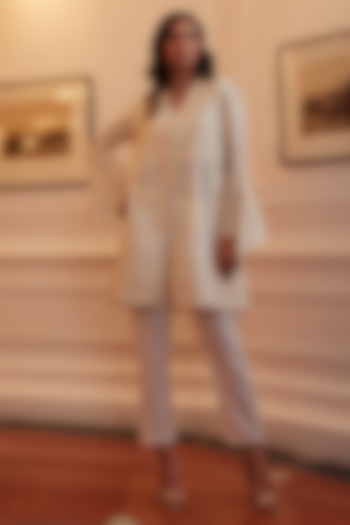 White Cotton Schiffli Kurta Set by QALA CLOTHING at Pernia's Pop Up Shop