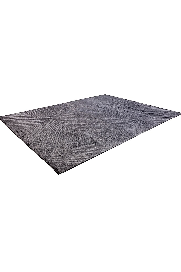 Dark Grey Geometric Handloom Carpet by QAALEEN at Pernia's Pop Up Shop
