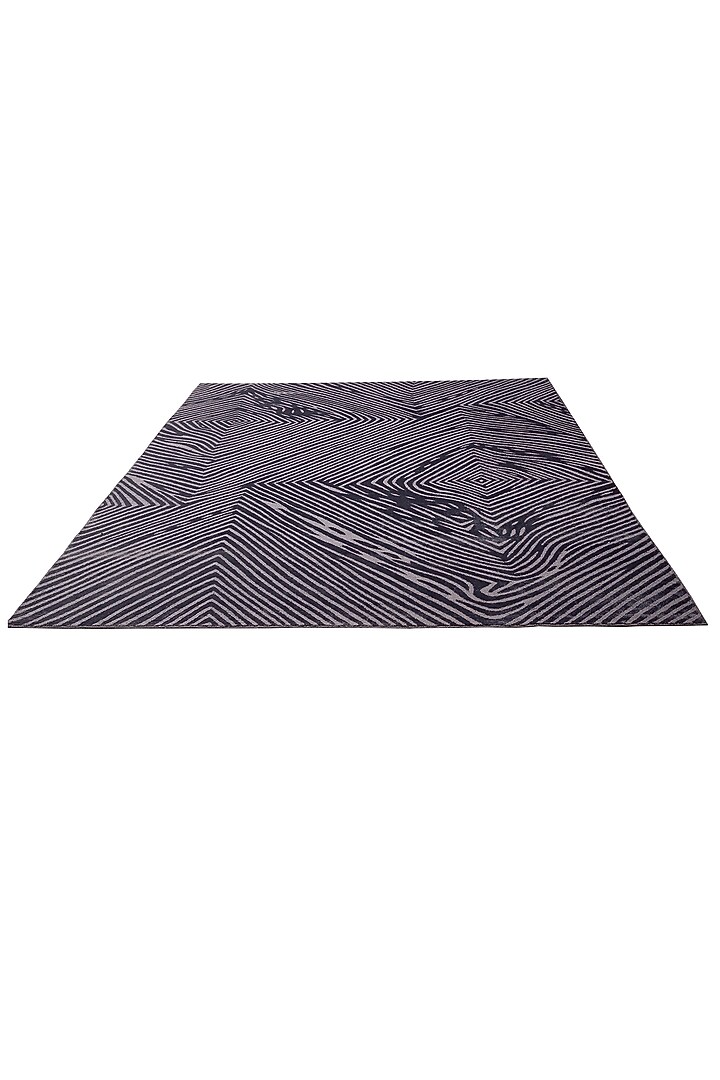 Dark Grey Geometric Handloom Carpet by QAALEEN at Pernia's Pop Up Shop