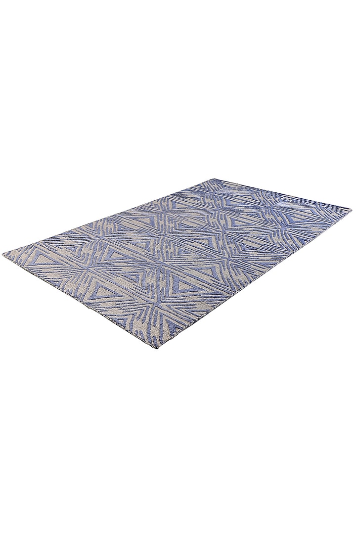 Victorian Blue & Grey Handcrafted Embossed Carpet by QAALEEN at Pernia's Pop Up Shop