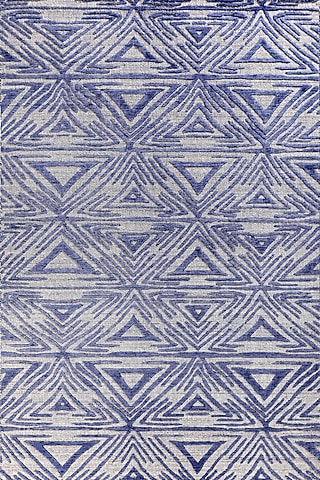 Victorian Blue & Grey Handcrafted Embossed Carpet by QAALEEN