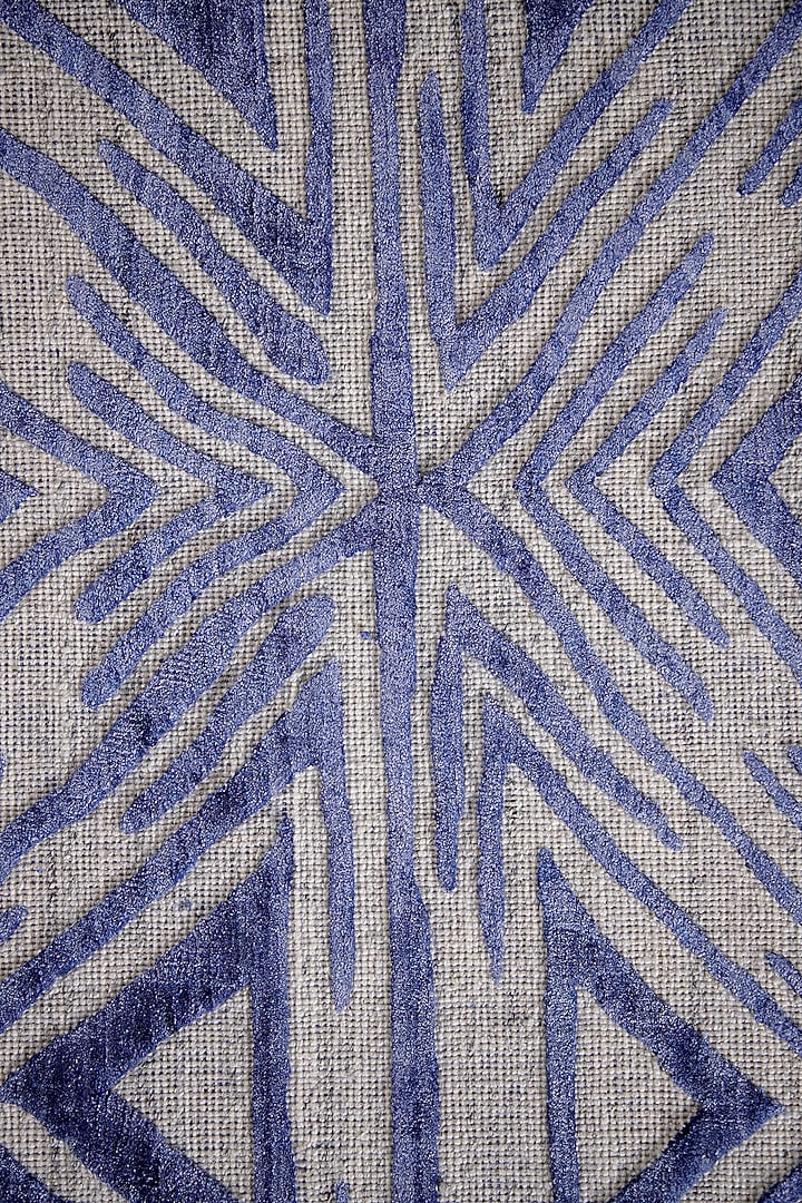 Victorian Blue & Grey Handcrafted Embossed Carpet by QAALEEN at Pernia's Pop Up Shop