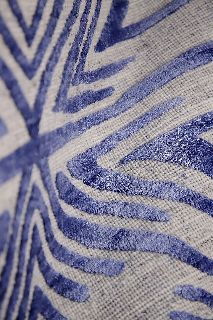 Victorian Blue & Grey Handcrafted Embossed Carpet by QAALEEN at Pernia's Pop Up Shop