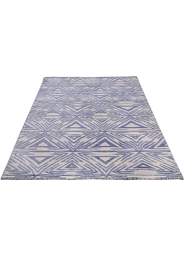 Victorian Blue & Grey Handcrafted Embossed Carpet by QAALEEN at Pernia's Pop Up Shop