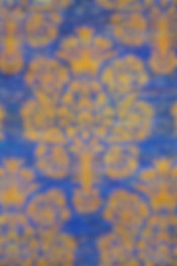 Blue & Yellow Abstract Hand-Knotted Carpet by QAALEEN