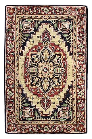 Multi-Colored Woolen Handcrafted Rug by QAALEEN