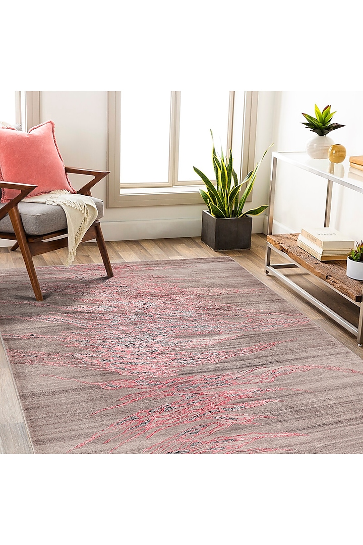 Grey-Pink Handcrafted Carpet by QAALEEN at Pernia's Pop Up Shop