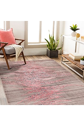 Grey-Pink Handcrafted Carpet by QAALEEN