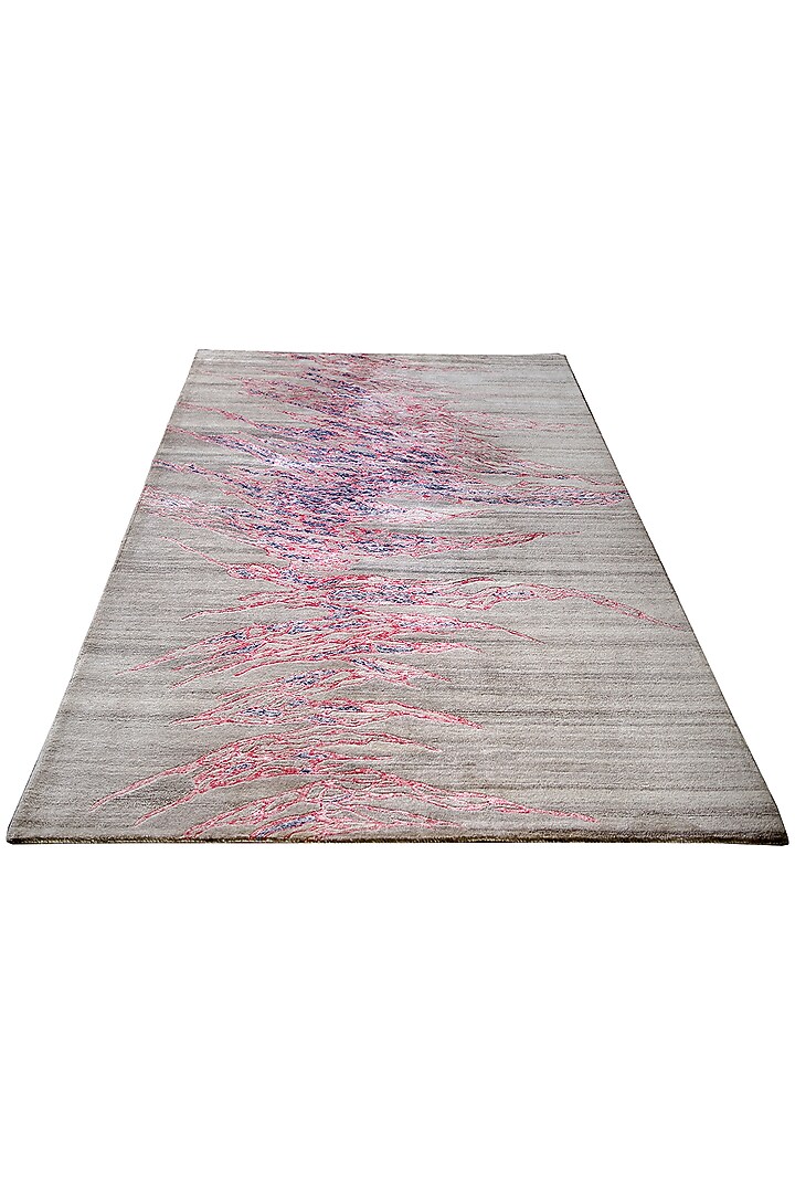 Grey-Pink Handcrafted Carpet by QAALEEN at Pernia's Pop Up Shop