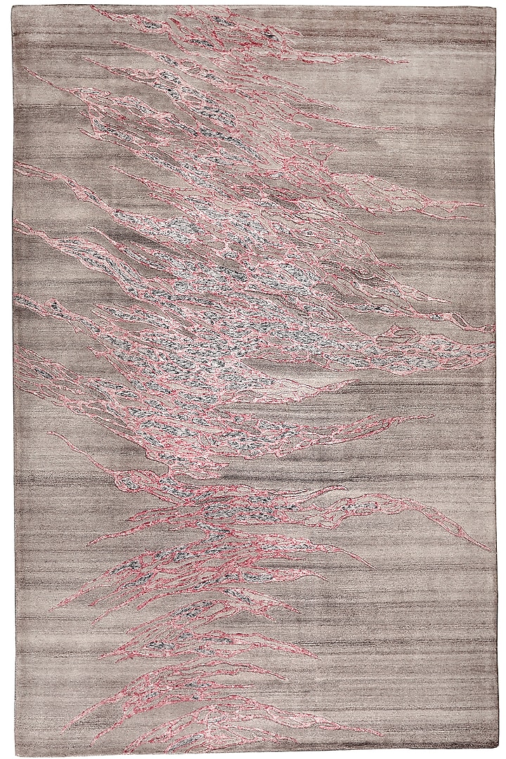 Grey-Pink Handcrafted Carpet by QAALEEN at Pernia's Pop Up Shop