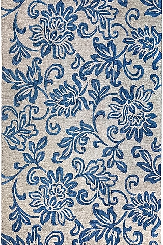 Blue & Grey Handwoven Carpet by QAALEEN