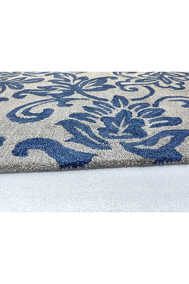 Blue & Grey Handwoven Carpet by QAALEEN at Pernia's Pop Up Shop