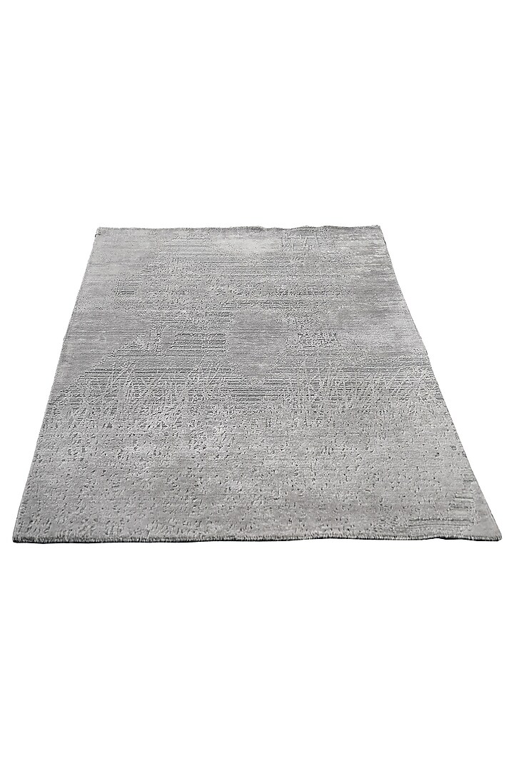 Grey Viscose Silk Handcrafted Carpet by QAALEEN at Pernia's Pop Up Shop